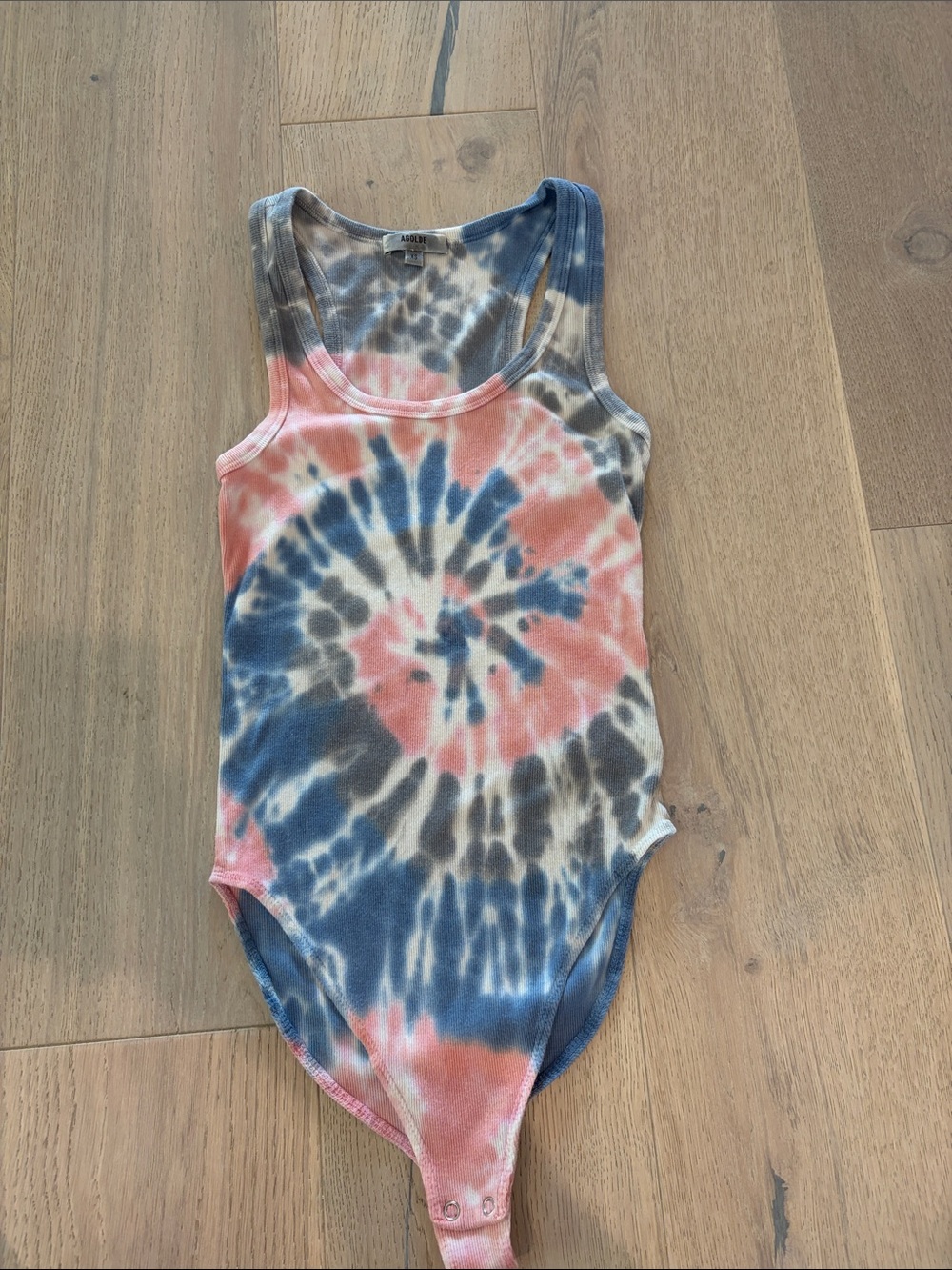Agolde Tie-Dye Tank One-Piece Bodysuit - Pink Blue Gray